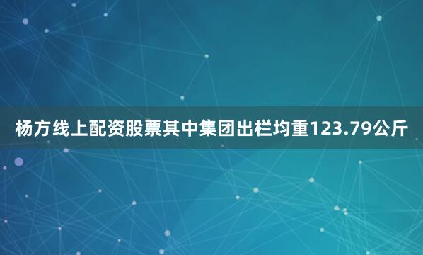 杨方线上配资股票其中集团出栏均重123.79公斤
